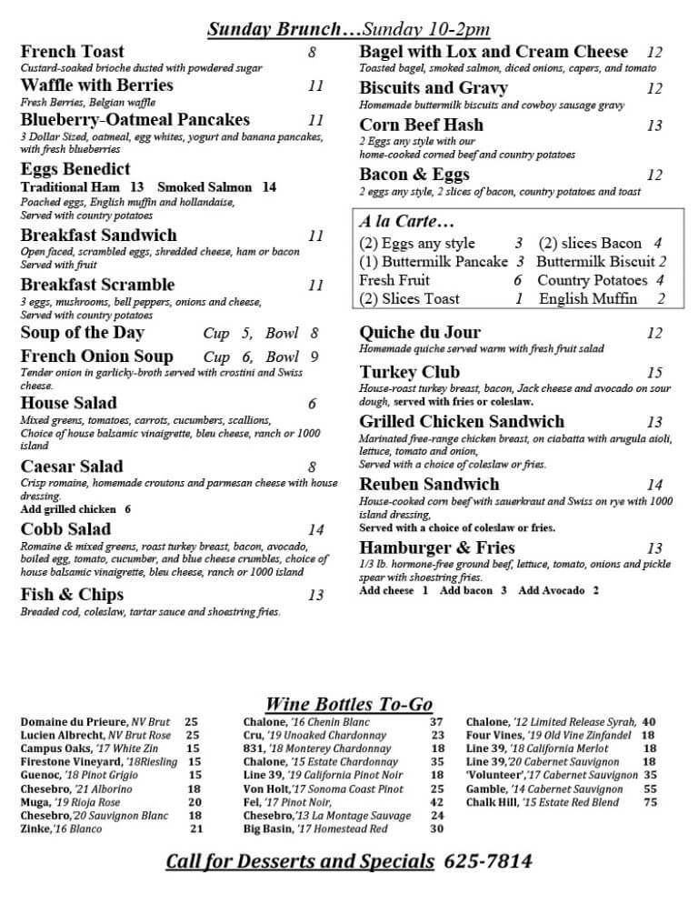 Dining Room Menus Hacienda Carmel Community Association